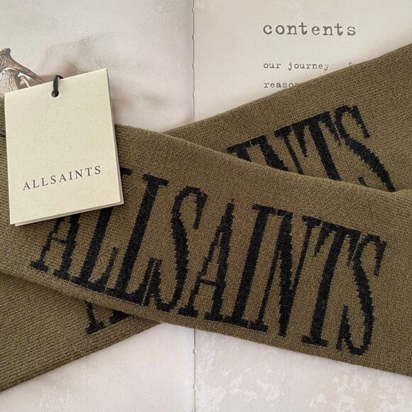 ALL SAINTS Logo Green & Black Arm Warmers are New with Tags! One Size - Picture 2 of 7